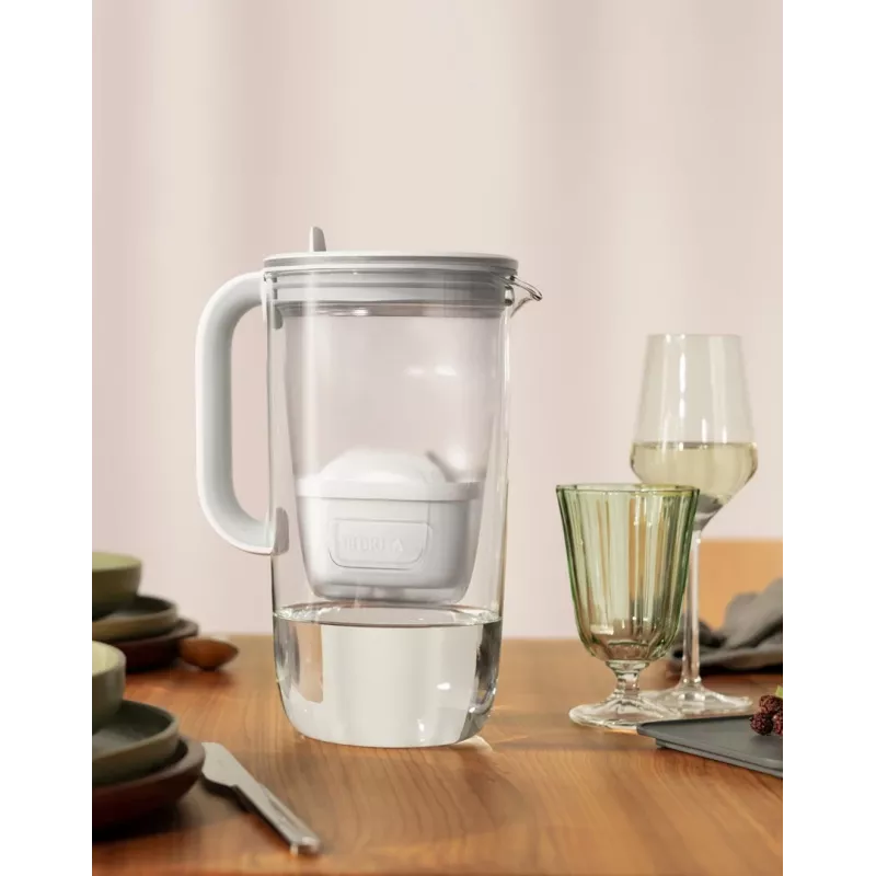 Brita Glass+1 Maxtra Pro Pure Performance Glas-Filterkanne, 2,5 l Gesamtvolumen / 1,5 l gefiltert, spülmaschinenfest, grau