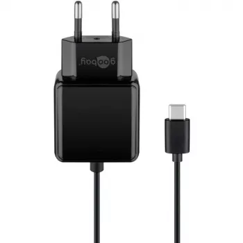 Goobay USB-C-Ladegerät 3,0 A (15 W) mit 1,5 m USB-C-Kabel, schwarz