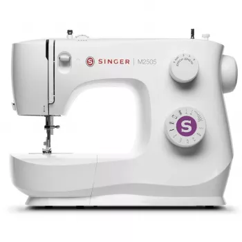 Mechanische SINGER-Nähmaschine M2505 – 10 Stiche, automatisches Knopfloch, Freiarm, weiß
