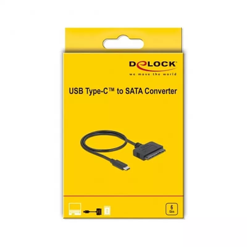 DeLOCK 63803 USB Type-C Konverter zu 22 Pin SATA 6 Gb/s für 2,5-Zoll-SSD / HDD, ASM235CM, 0,5 m