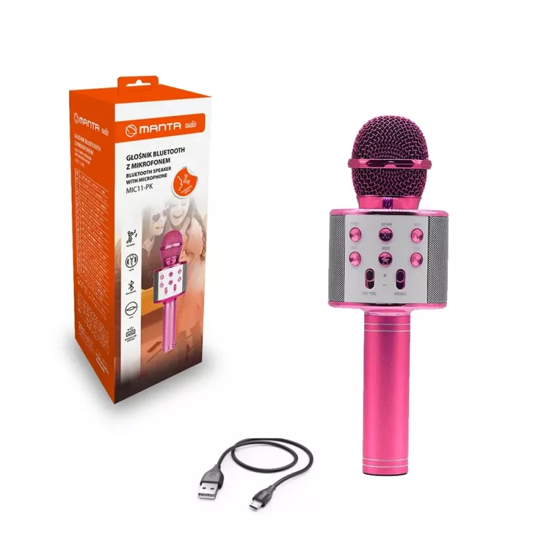Mikrofon MANTA MIC11-PK Pink — kabelgebunden 3,5 mm Klinke, leichter Handapparat