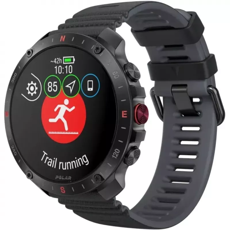 Polar Grit X2 Pro Sport-Smartwatch 3,53 cm (1,39") AMOLED-Touchscreen 454 x 454, 32 GB, GPS, Silikonarmband S-L, Schwarz (900110283)