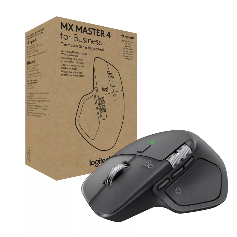 Logitech MX Master 4 for Business Maus – Kabellos + Bluetooth, 8000 DPI, Graphit | Logitech