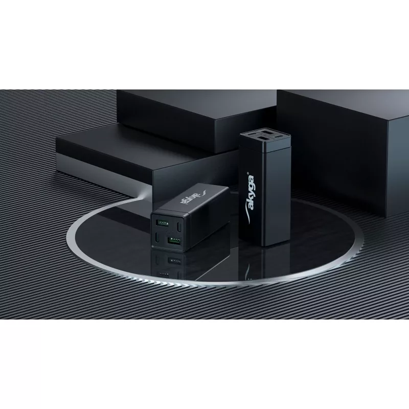 Akyga Charge Brick AK-CH-17 USB-Ladegerät 65 W, 2 x USB-C PD + 2 x USB-A QC 4+, Schwarz