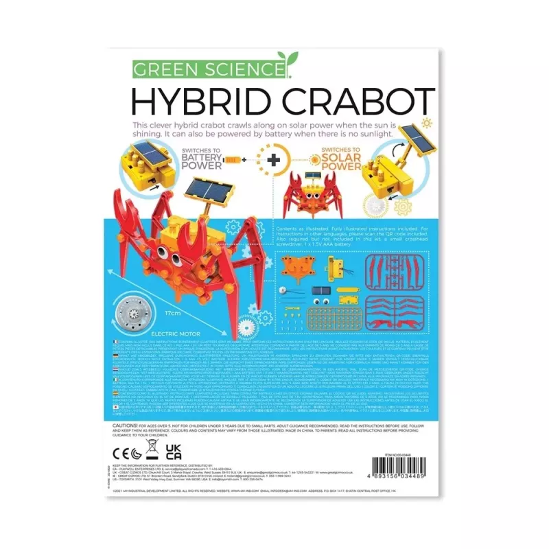 4M Grün Science Hybrid Crabot – Solarbetriebener Krabbenroboter-Bausatz – für Kinder ab 5 Jahren