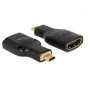 DeLOCK 65664 High-Speed-HDMI-Adapter mit Ethernet, HDMI Micro-D Stecker auf HDMI-A Buchse, 4K, Schwarz