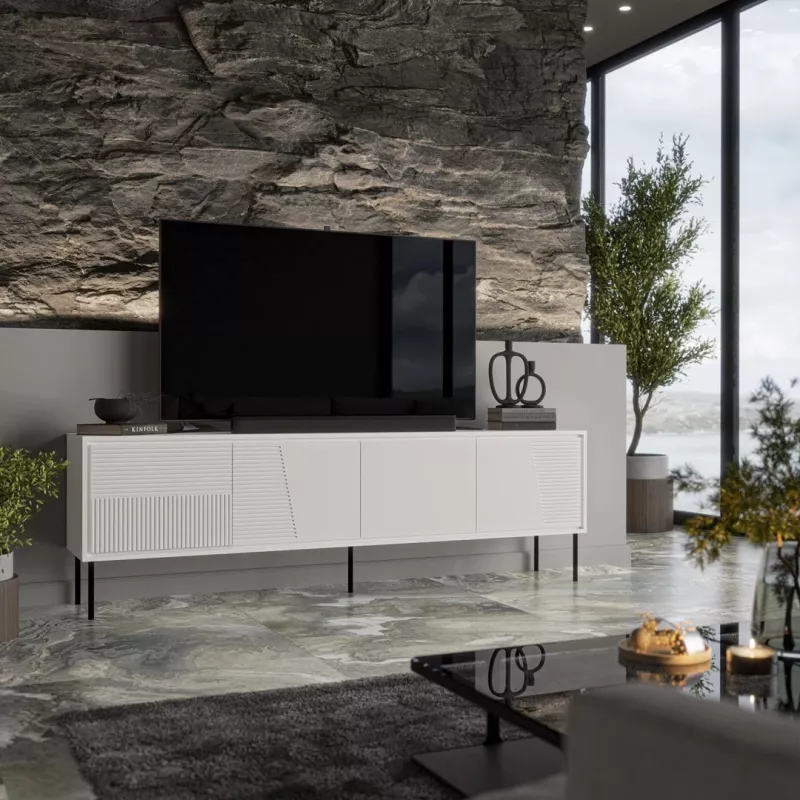RTV-Schrank ABI 4D 200x38x62 weiß matt