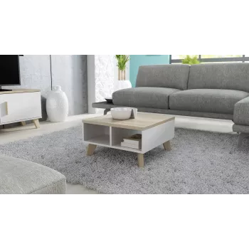 Cama LOTTA 60 Couchtisch weiß/Sonoma-Eiche