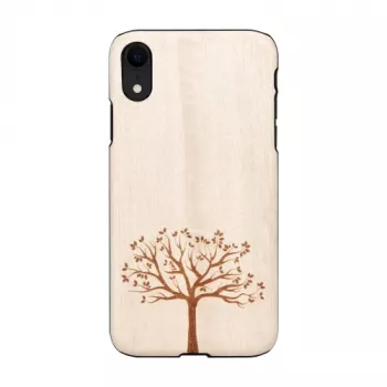 Smartphone-Hülle man and wood für iPhone XR — Apfelbaumholz, schwarze Oberfläche