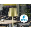Beper P201UTP116 wiederaufladbare LED-Tischleuchte, 1,5 W, Touch-Schalter, dimmbar, 33-mm-Flaschenadapter, wasserbeständig, Gold