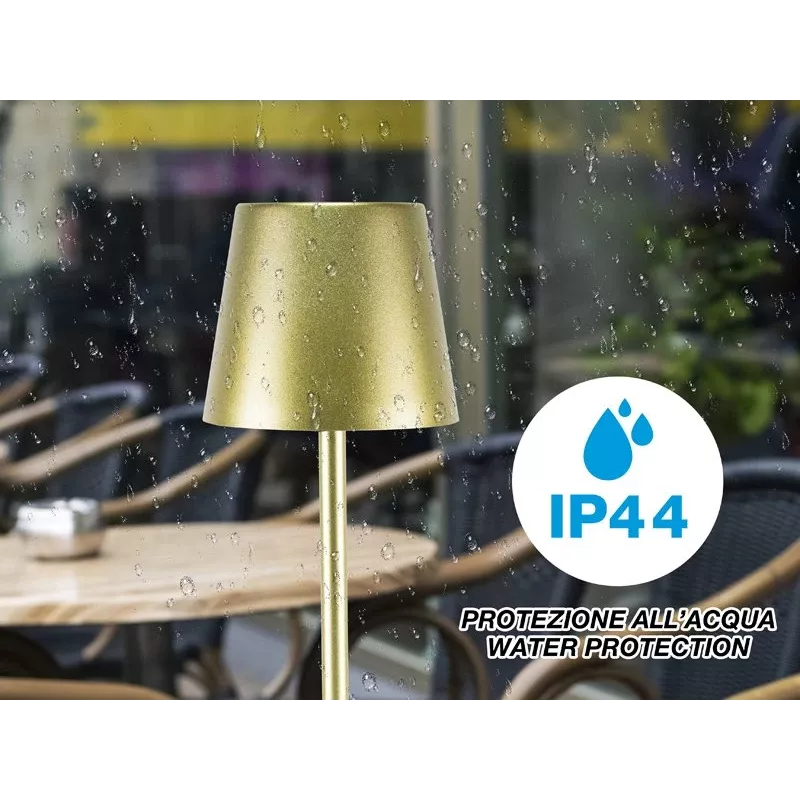 Beper P201UTP116 wiederaufladbare LED-Tischleuchte, 1,5 W, Touch-Schalter, dimmbar, 33-mm-Flaschenadapter, wasserbeständig, Gold