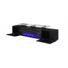 TV-Schrank Cama Meble ROVA mit elektrischem Kamin, 190x37x48 cm, Schwarz/Schwarz glänzend