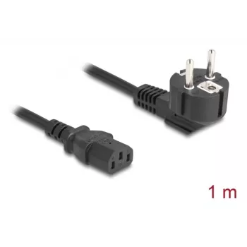Netzkabel DELOCK CEE 7/7 (E+F) auf IEC C13 90° abgewinkelt, 1 m, H05VV-F 3x1,00 mm², schwarz