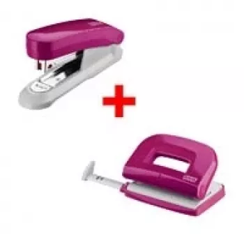 Locher- und Heftgerät-Set NOVUS E210 Locher und E15 Heftgerät, pink