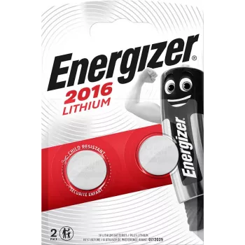Einwegbatterie Energizer CR2016 3V 100 mAh Lithium-Knopfzelle 2 Stück Blister, Ø20 mm x 1,6 mm