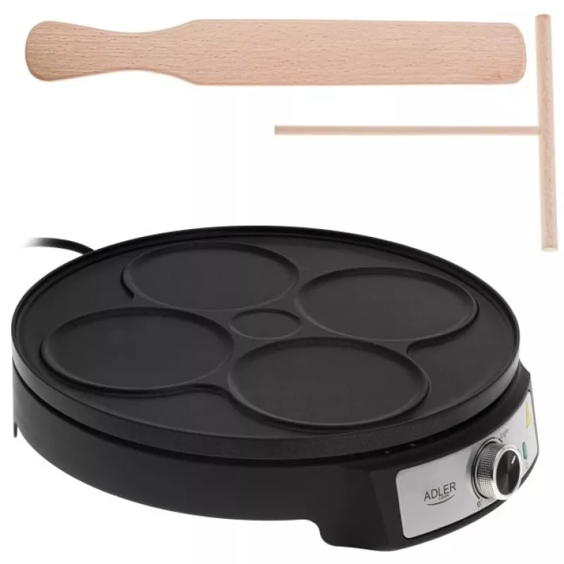 Adler AD 3093 2-in-1 doppelseitiger elektrischer Crêpe-Maker, 1600 W, Schwarz