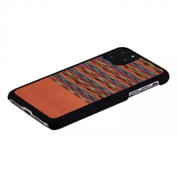 Smartphone-Hülle man and wood für iPhone 11 Pro Max — braunes Karomuster, schwarzer Rand