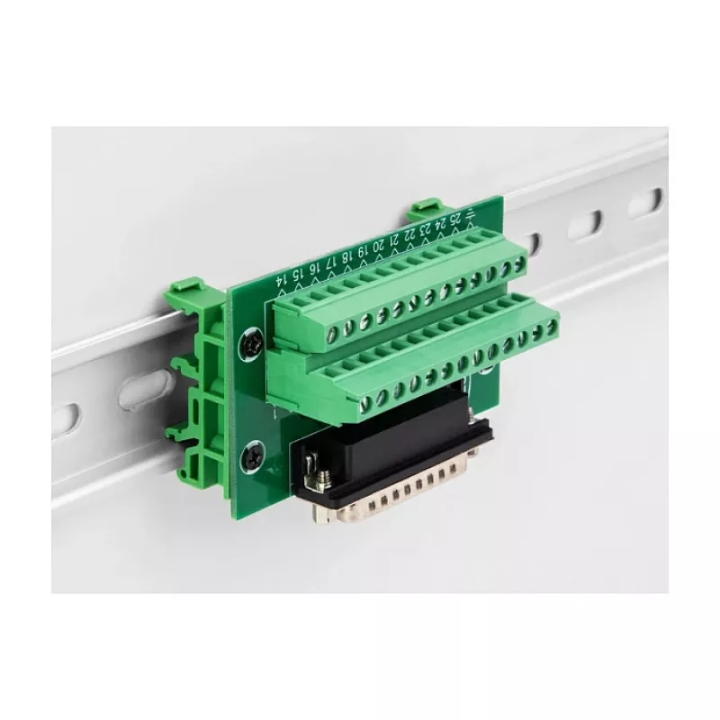 DeLOCK 66911 D-Sub 25-Pin-Stecker zu 26-poligem Klemmenblock-Adapter für Hutschiene
