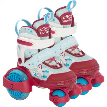 HUDORA My First Quad LED Kinder-Rollschuhe Größe 26–29, rot/hellblau mit LED-Leuchten