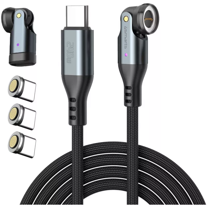 USB-C-Kabel 4smarts GravityCord 240W 1,8 m – USB-C-auf-USB-C-Hochleistungsladen und Daten