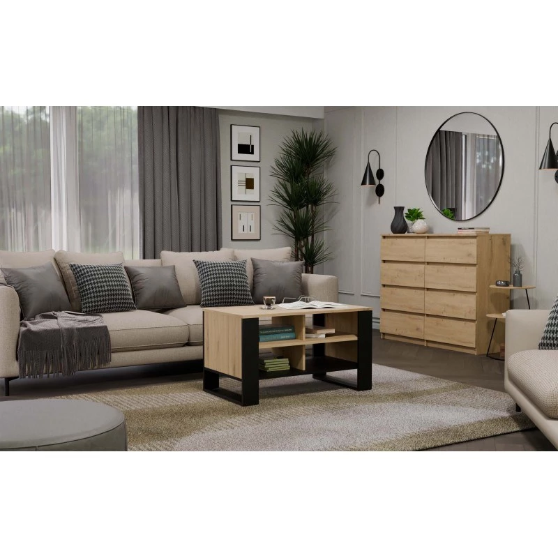 Couchtisch top e shop Topeshop STOLIK KAWOWY ŁAWA MODERN 4P Dąb Artisan Czern