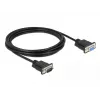 Delock RS-232 Serielles Kabel, D-Sub 9 Stecker auf Buchse, schlankes Steckergehäuse, 3 m, Schwarz
