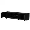 TV-Schrank cama meble LIVERTI 2000x420x480 mm, schwarze Spanplatten-Oberseite, schwarzer Rahmen