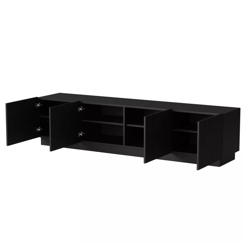 TV-Schrank cama meble LIVERTI 2000x420x480 mm, schwarze Spanplatten-Oberseite, schwarzer Rahmen