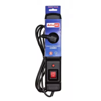 Activejet COMBO 3GN 5M schwarze Steckdosenleiste mit Kabel