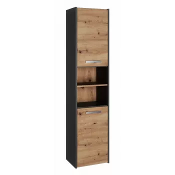 Badezimmer-Hochschrank top e shop S40 ANTHRACIT/ARTISAN, freistehend, 400×300×1700 mm, 6 Einlegeböden, 2 Türen