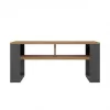 Couchtisch top e shop Modern 90×58×50 cm, anthrazitfarbener Rahmen, Regalböden in Eiche Artisan matt