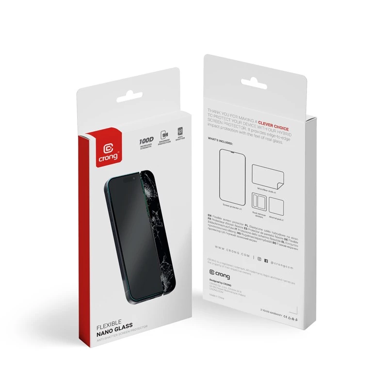 Crong Unbreakable Hybrid Glass Displayschutzfolie für iPhone 16 Pro — kratzfest, bruchsicher