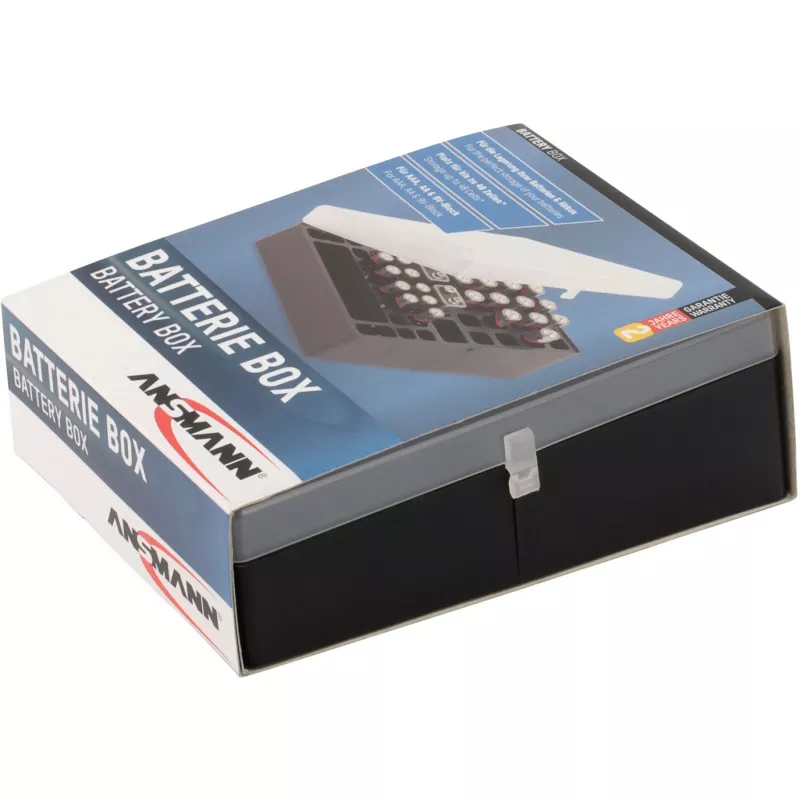 Ansmann Batteriebox 48 für 24x AA, 16x AAA und 4x 9V, Schwarz/Transparent