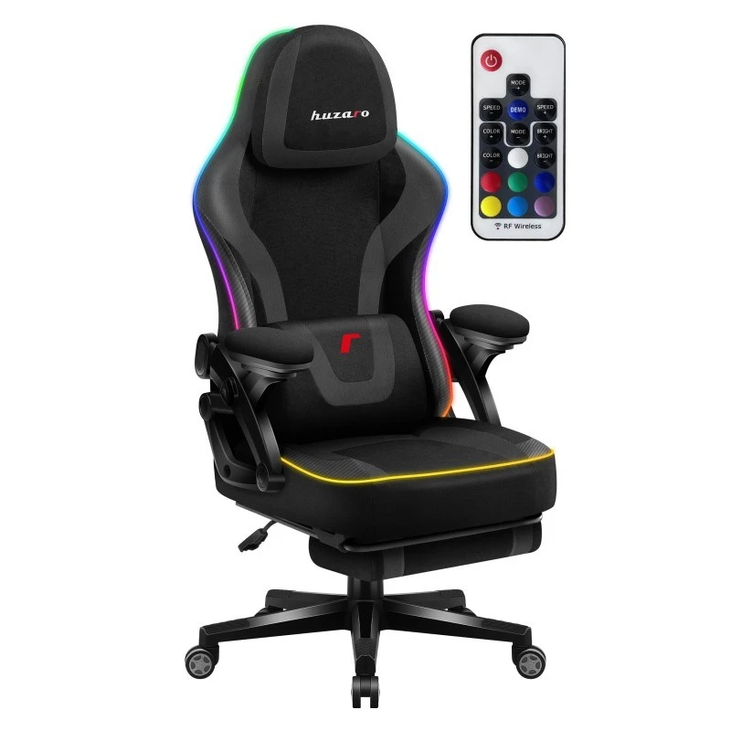 Gaming-Stuhl huzaro HZ-FORCE 4.6 RGB Schwarz Mesh — ergonomisch, höhenverstellbar, RGB-Beleuchtung, Stoffsitz, max. 130 kg