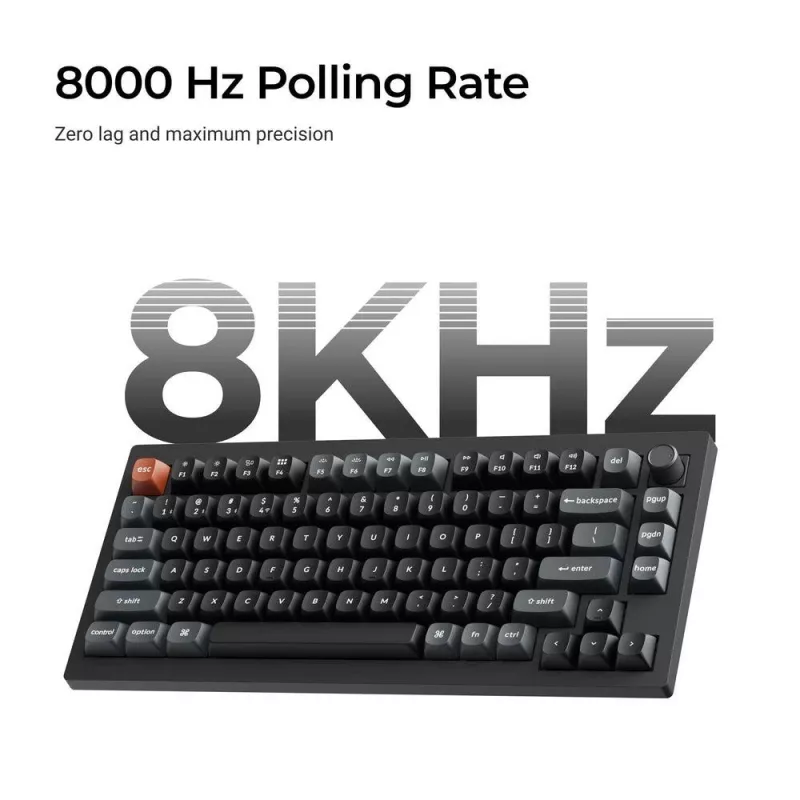 Mechanische Tastatur Keychron V1 Ultra 8K — 75% Formfaktor, QWERTY, Bluetooth, RGB, Schwarz