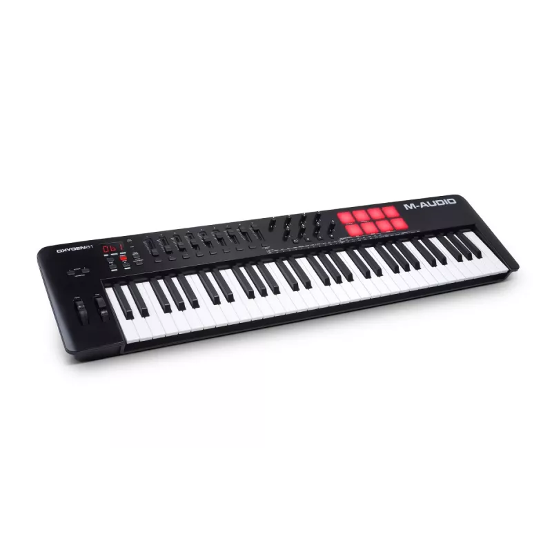 MIDI-Tastatur M-Audio Oxygen 61 MKV – 61-Tasten-USB-Controller mit 16 Pads, 8 Drehreglern, Anzeige, Pitch Bend (schwarz)