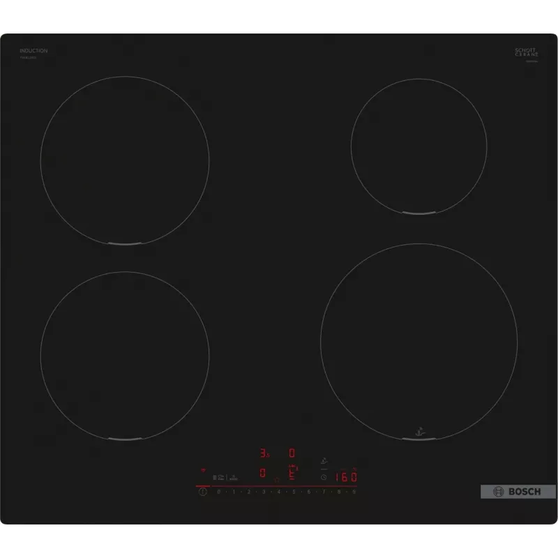 Built-In Hob Bosch PUE611HC1E, Induction, 4 Cooking Zones, PerfectFry Plus, Home Connect, Leistung Boost , 60cm, Schwarz