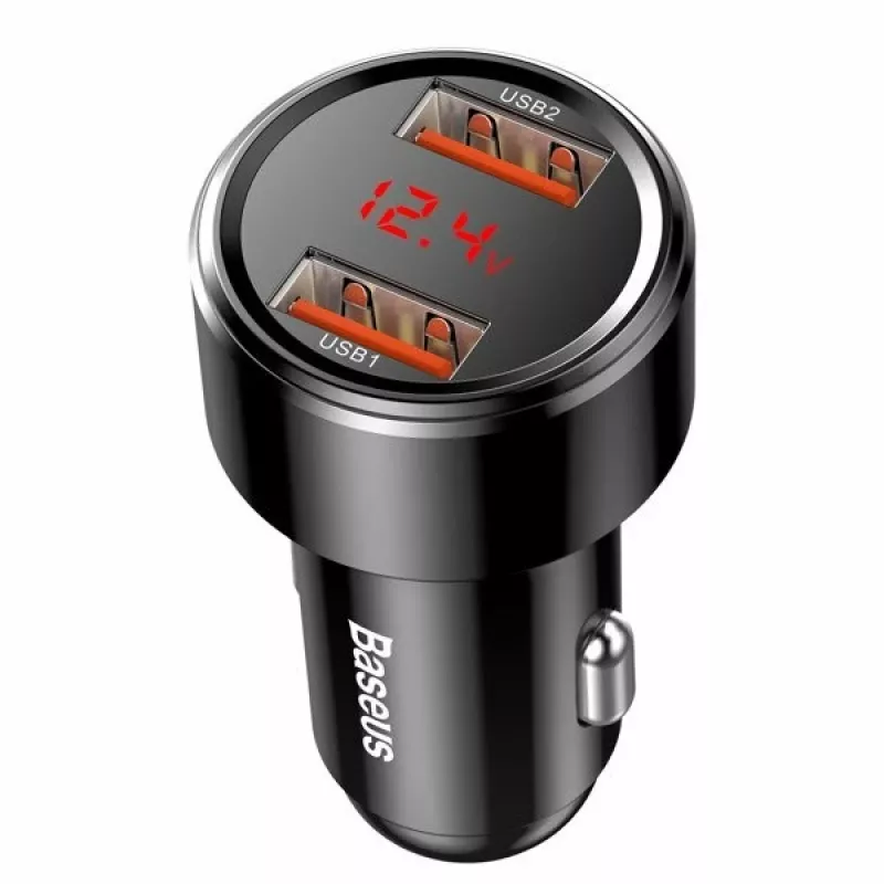 Baseus Magic CCMLC20A-01 Kfz-Ladegerät, 2x USB-A QC 3.0, 45 W, 6 A, Spannungsanzeige, schwarz