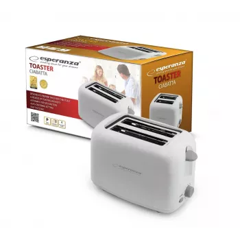 Esperanza EKT002 Ciabatta Toaster, 2 Schlitze, 600 W, Weiß