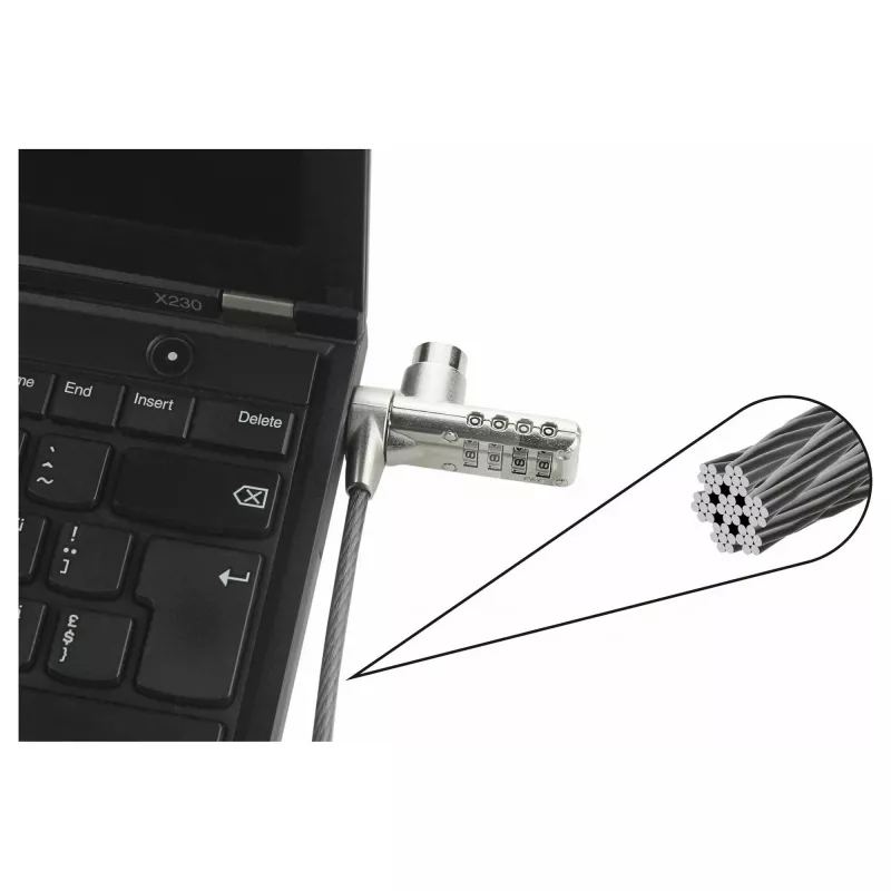 Dicota Security Kabel T-Lock, Kombination, geschlossen 3x7mm Slot