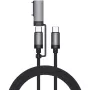 USB-Kabel 4smarts ComboCord 2m USB-C auf USB-C/MagSafe 3 Schwarz Grau