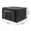 Qoltec 54465 19-Zoll-Wandschrank 6U, 600 x 370 x 600 mm, Tür aus gehärtetem Glas, SPCC-Stahl
