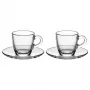Bialetti Moka Cup Set Glass ISTITUZIONALE, 2 Espressotassen mit Untertassen, 75 ml