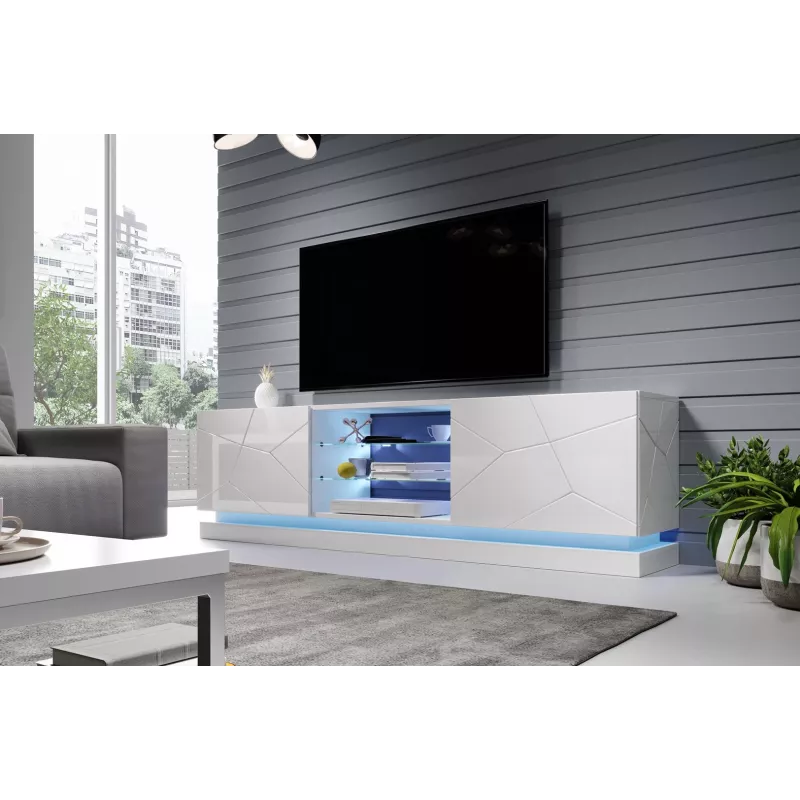 Cama TV-Schrank QIU 200 MDF weiß glänzend/weiß glänzend