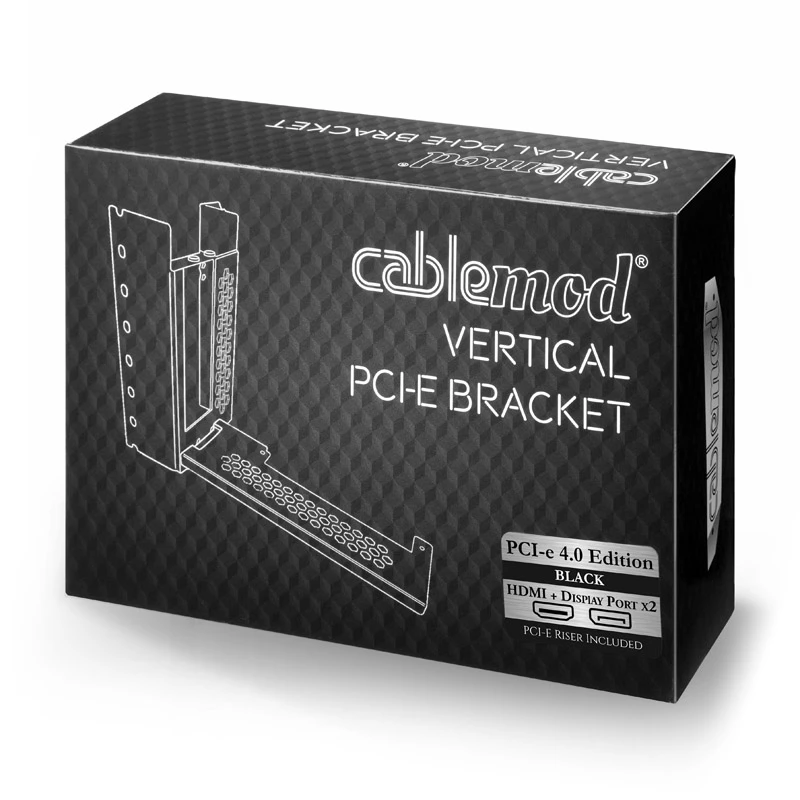CableMod vertikale PCI-e-Halterung, PCI-e 4.0 Edition, HDMI + DisplayPort, Schwarz