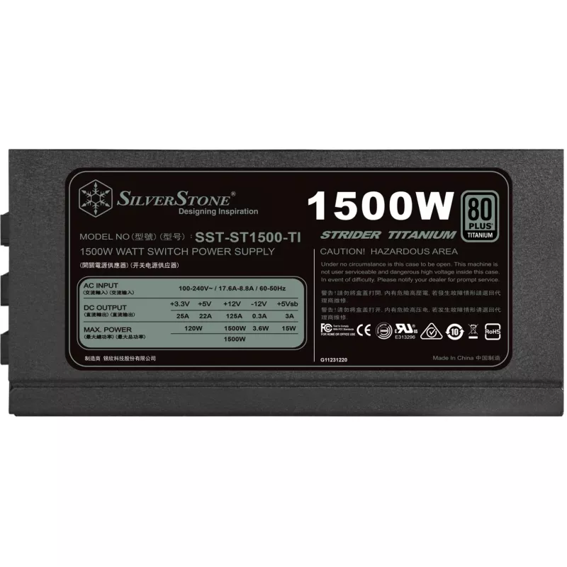 SilverStone Strider SST-ST1500-TI v2.0 1500-W-Netzteil, 80 PLUS Titanium, modular