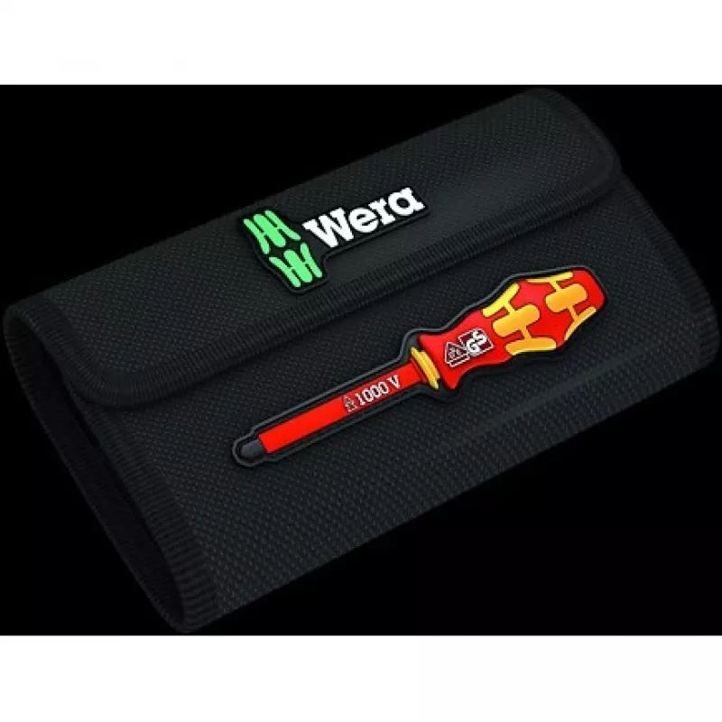 Wera 05006600001 Kraftform Kompakt VDE 7 Universal 1 Tool Finder Schraubendreher-Satz, 7-teilig, 817 VDE Kraftform-Wechselklingenhalter + 6 VDE-Wechselklingen, IEC 60900, mit Gürteltasche