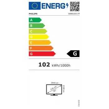 Philips 6000 Series 50BDL6017P Digital Signage Flachbildschirm 125,7 cm (49,5 Zoll) LCD 800 cd/m² 4K Ultra HD Schwarz Integrierter Prozessor Android 14 24/7