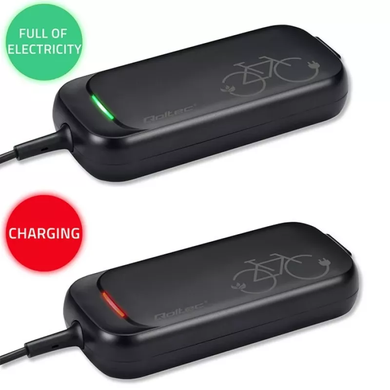 E-Bike-Ladegerät QOLTEC 50332 — 36V/42V Ausgang, 2A, 5,5×2,1 mm Stecker