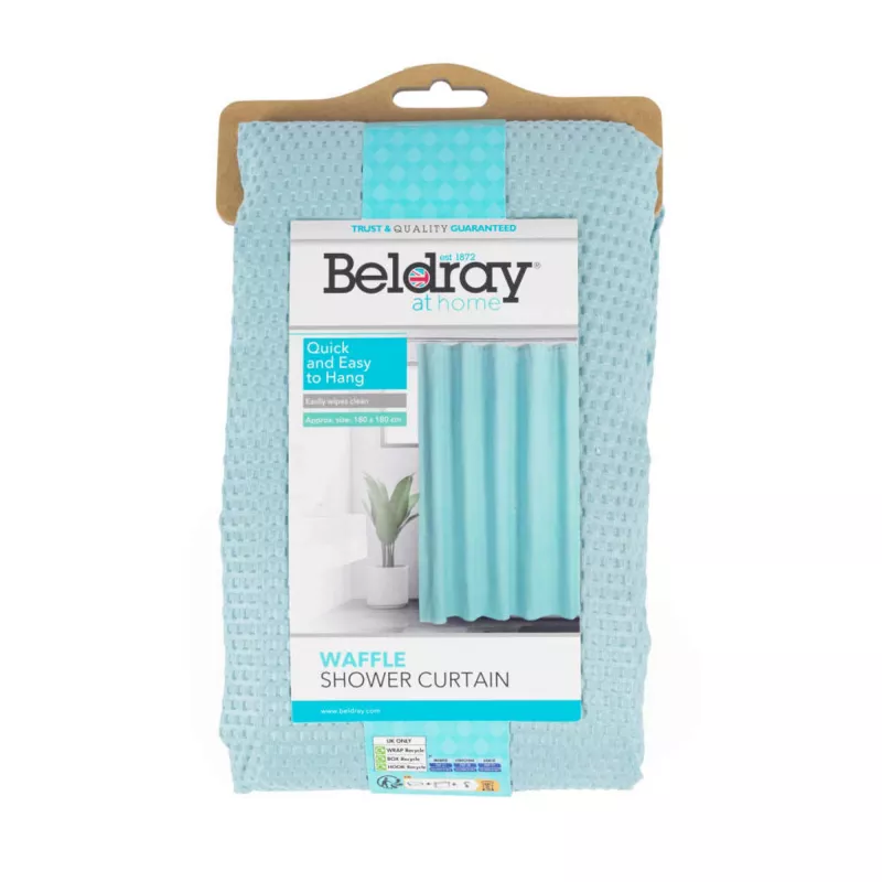 Beldray LA035655FAS Waffle Design Duschvorhang, blau